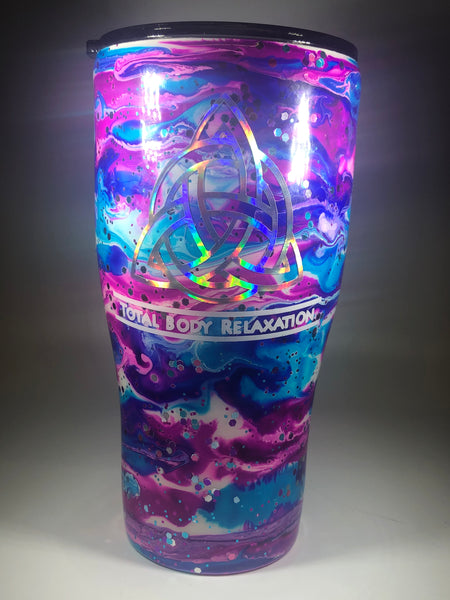 Custom Designed 32 oz. Slim Tumbler in Alcohol Inks and/or Glitter